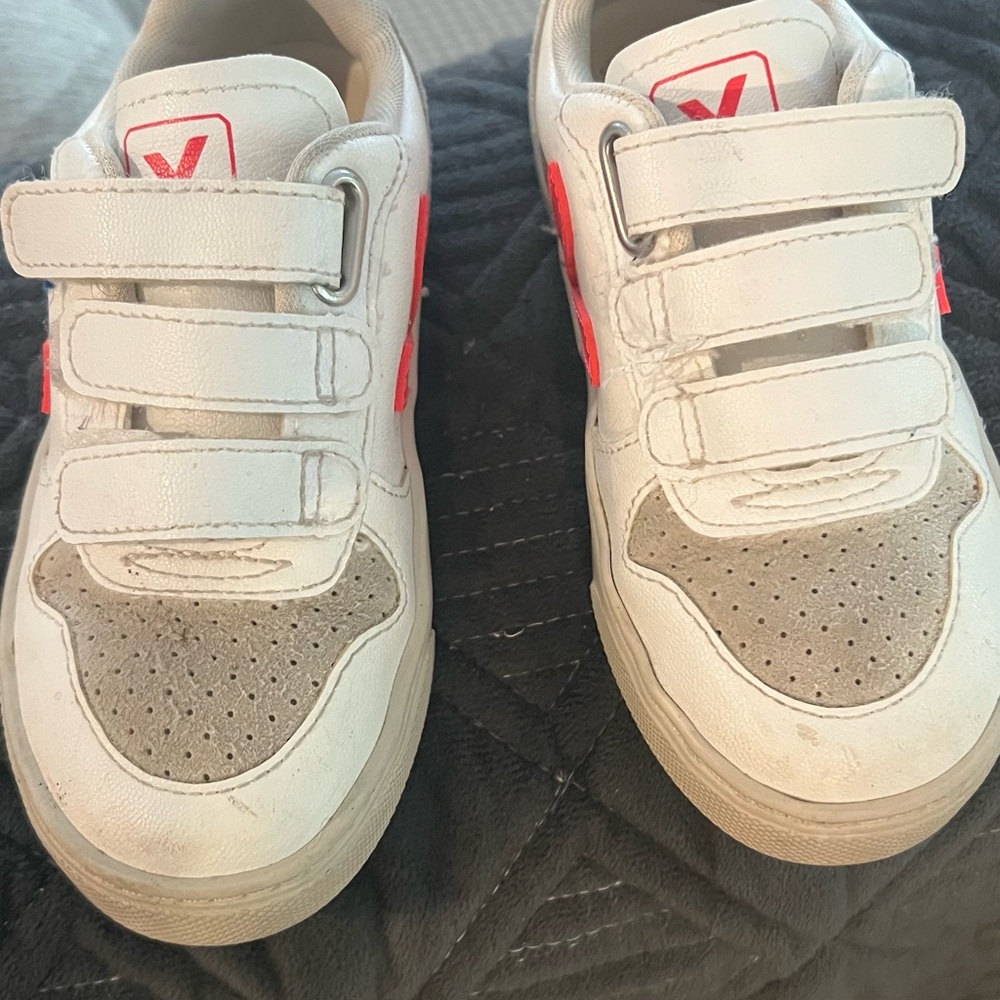 Veja White and Red Velcro Sneakers with Clean Design